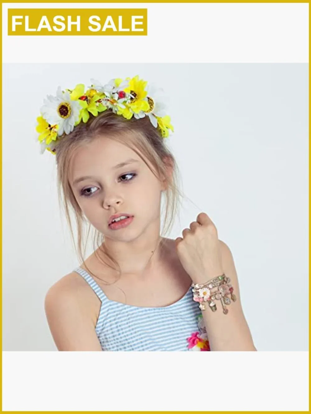 4Pcs Beaded Charm Bracelets Set for Girls Dainty Crystal Pearl Stretch